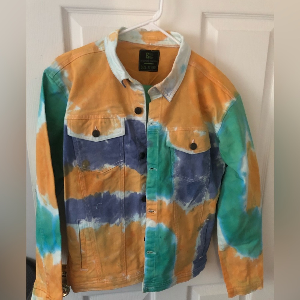 Youth Tye-dyed spring-colored, Jean jacket, size 18